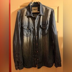 Carmar Washed Denim Snap-Front Shirt - Blue